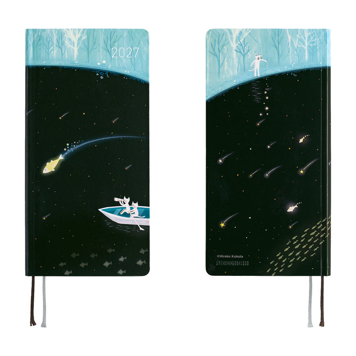 Hobonichi Techo 2027 - Weeks/Wallet Planner Book - Meteor Shower in the Light Blue Forest [English/Tall & Slim/Jan Start]