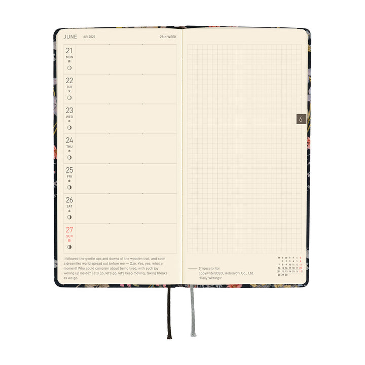 Hobonichi Techo 2027 - Weeks/Wallet Planner Book - Floral Remedy [English/Tall & Slim/Jan Start]