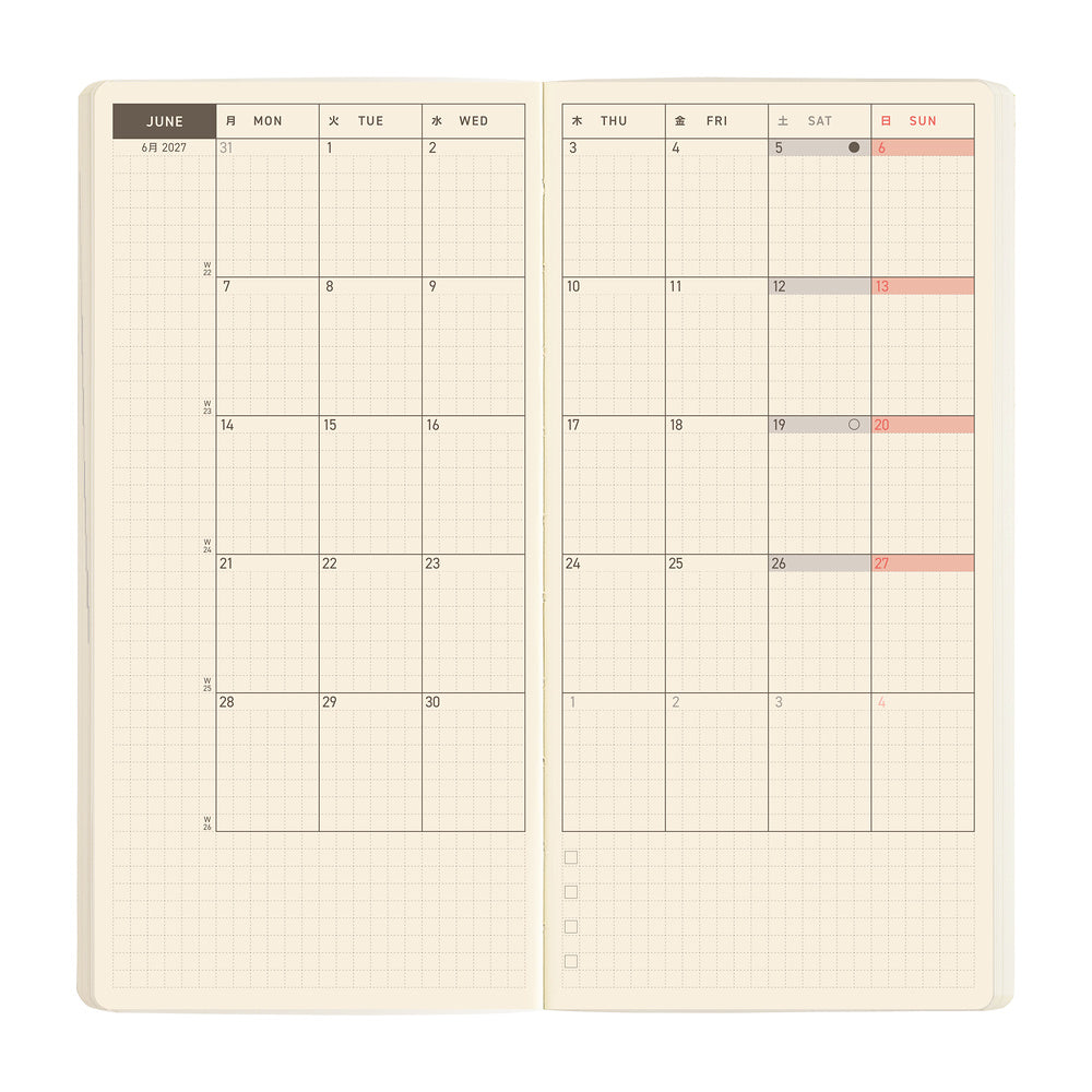 Hobonichi Techo 2027 - Weeks/Wallet Planner Book MEGA - Lime Green [English/Tall & Slim/Jan Start]