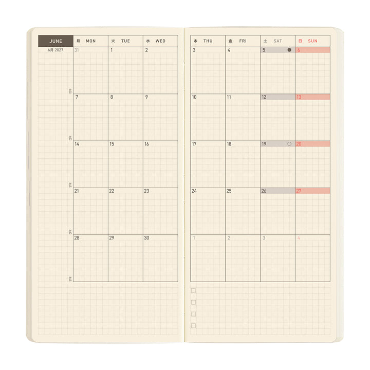 Hobonichi Techo 2027 - Weeks/Wallet Planner Book MEGA - Lime Green [English/Tall & Slim/Jan Start]
