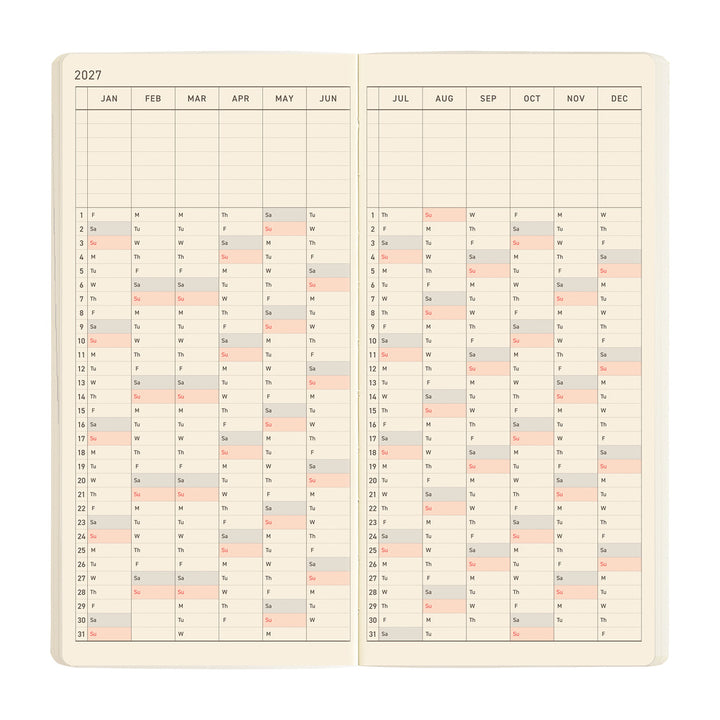Hobonichi Techo 2027 - Weeks/Wallet Planner Book MEGA - Lime Green [English/Tall & Slim/Jan Start]