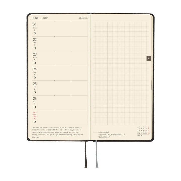 Hobonichi Techo 2027 - Weeks/Wallet Planner Book - Black Argyle [English/Tall & Slim/Jan Start]