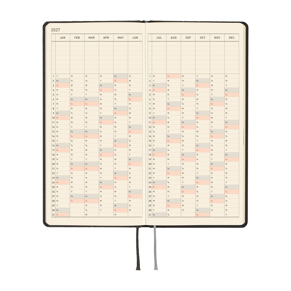 Hobonichi Techo 2027 - Weeks/Wallet Planner Book - Black Argyle [English/Tall & Slim/Jan Start]