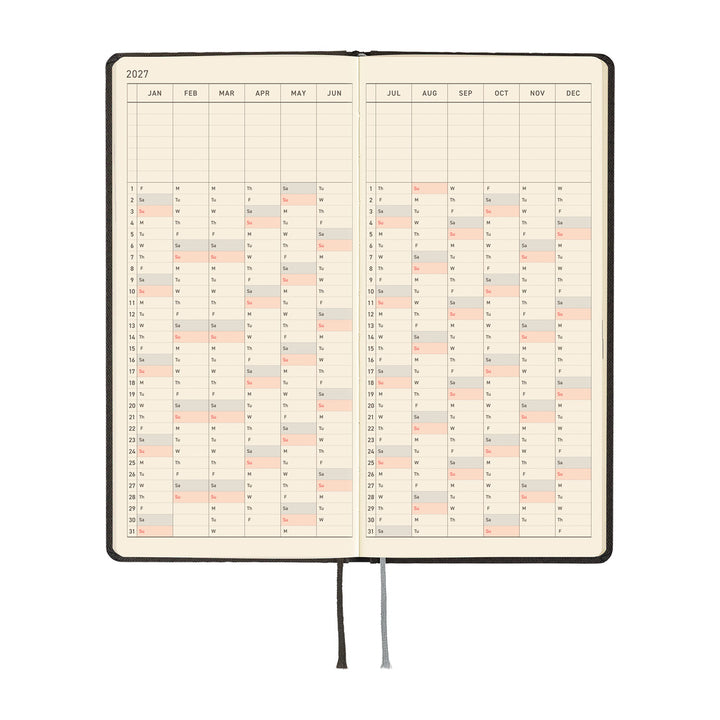 Hobonichi Techo 2027 - Weeks/Wallet Planner Book - Black Argyle [English/Tall & Slim/Jan Start]