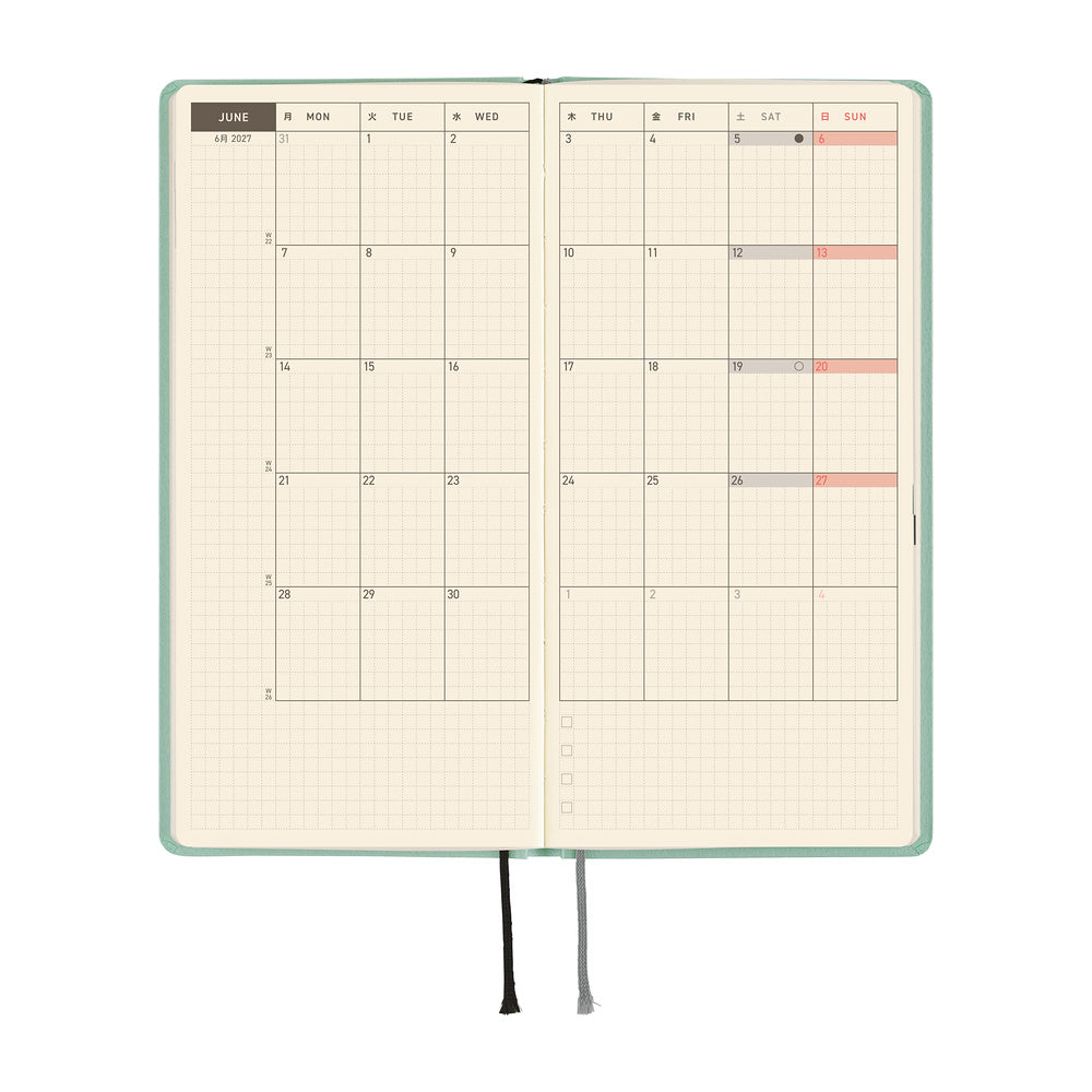 Hobonichi Techo 2027 - Weeks/Wallet Planner Book - Frosty Jade [English/Tall & Slim/Jan Start]