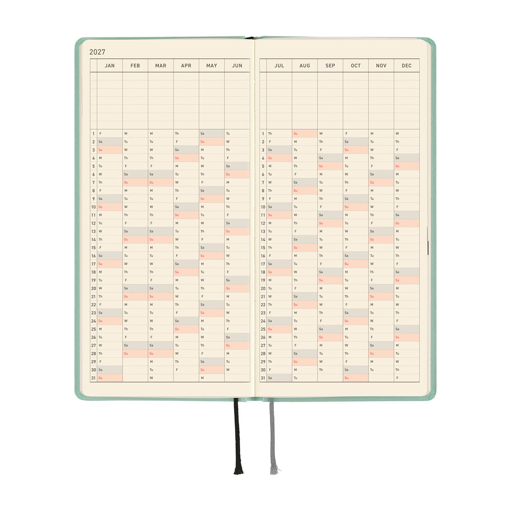 Hobonichi Techo 2027 - Weeks/Wallet Planner Book - Frosty Jade [English/Tall & Slim/Jan Start]