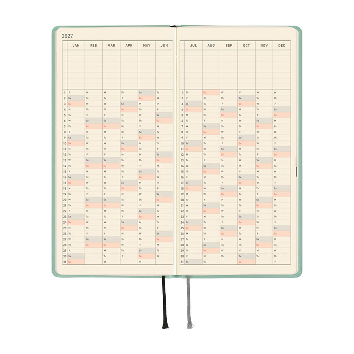 Hobonichi Techo 2027 - Weeks/Wallet Planner Book - Frosty Jade [English/Tall & Slim/Jan Start]