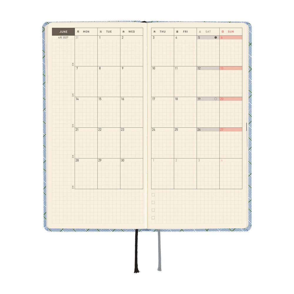 Hobonichi Techo 2027 - Weeks/Wallet Planner Book - Graph Plaid [English/Tall & Slim/Jan Start]