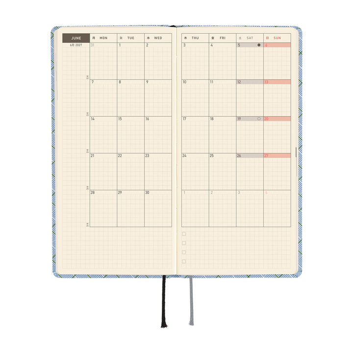 Hobonichi Techo 2027 - Weeks/Wallet Planner Book - Graph Plaid [English/Tall & Slim/Jan Start]
