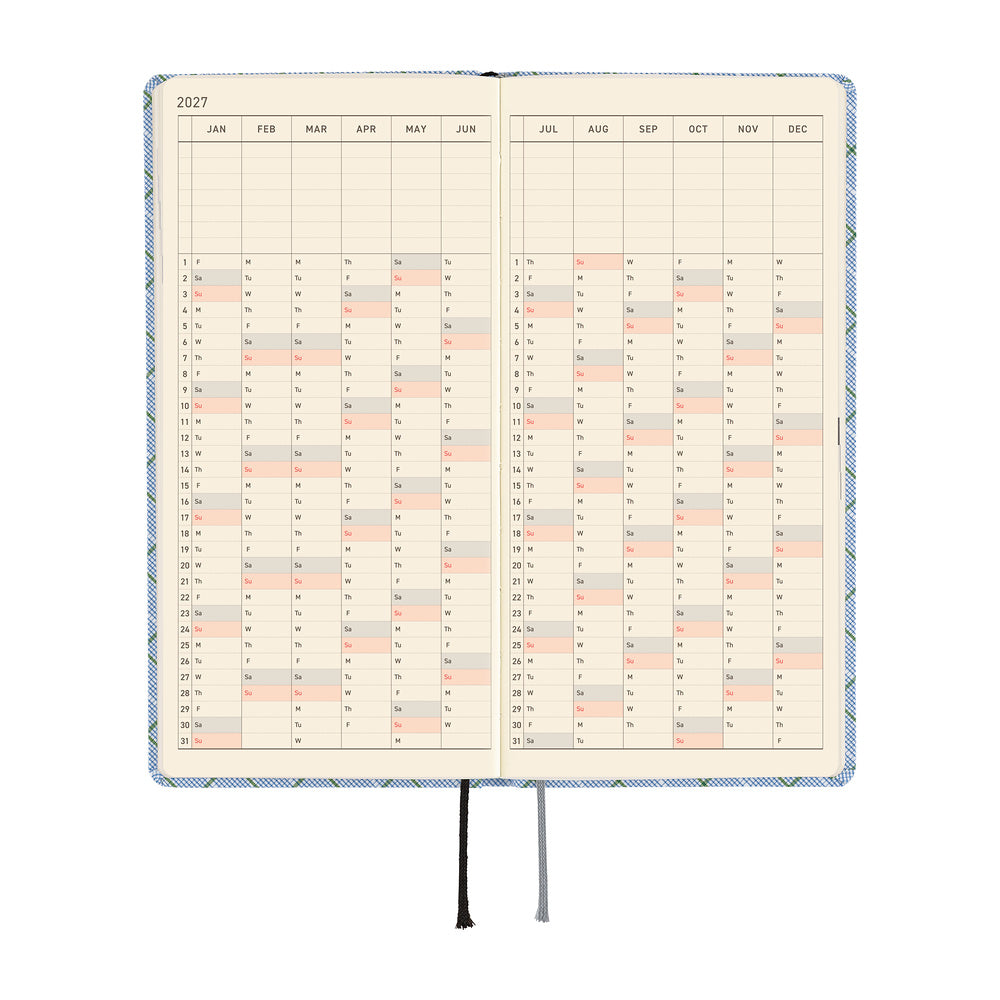 Hobonichi Techo 2027 - Weeks/Wallet Planner Book - Graph Plaid [English/Tall & Slim/Jan Start]