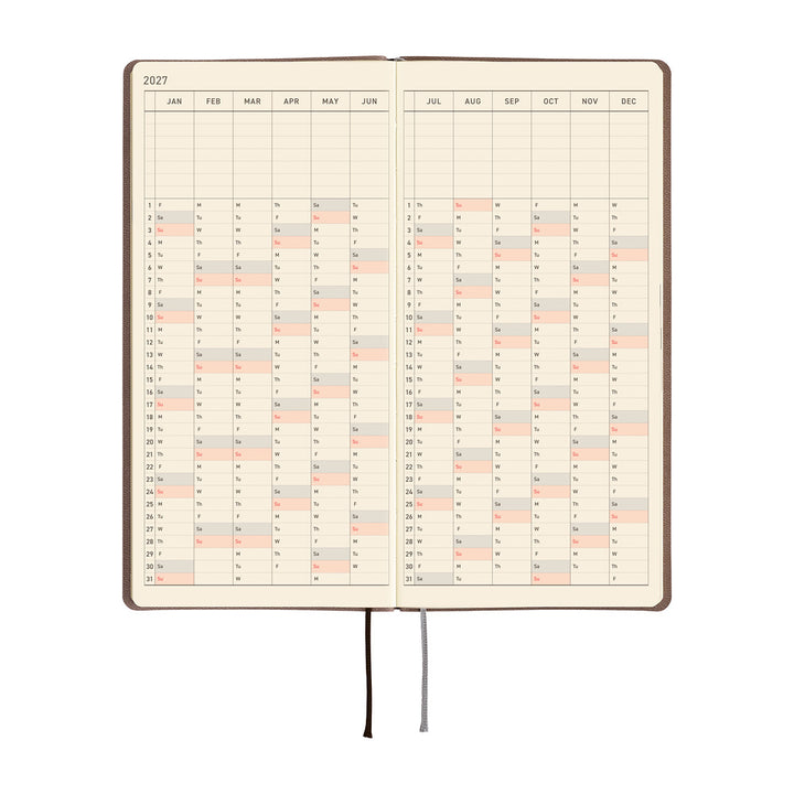 Hobonichi Techo 2027 - Weeks/Wallet Planner Book - Cafe au Lait [English/Tall & Slim/Jan Start]