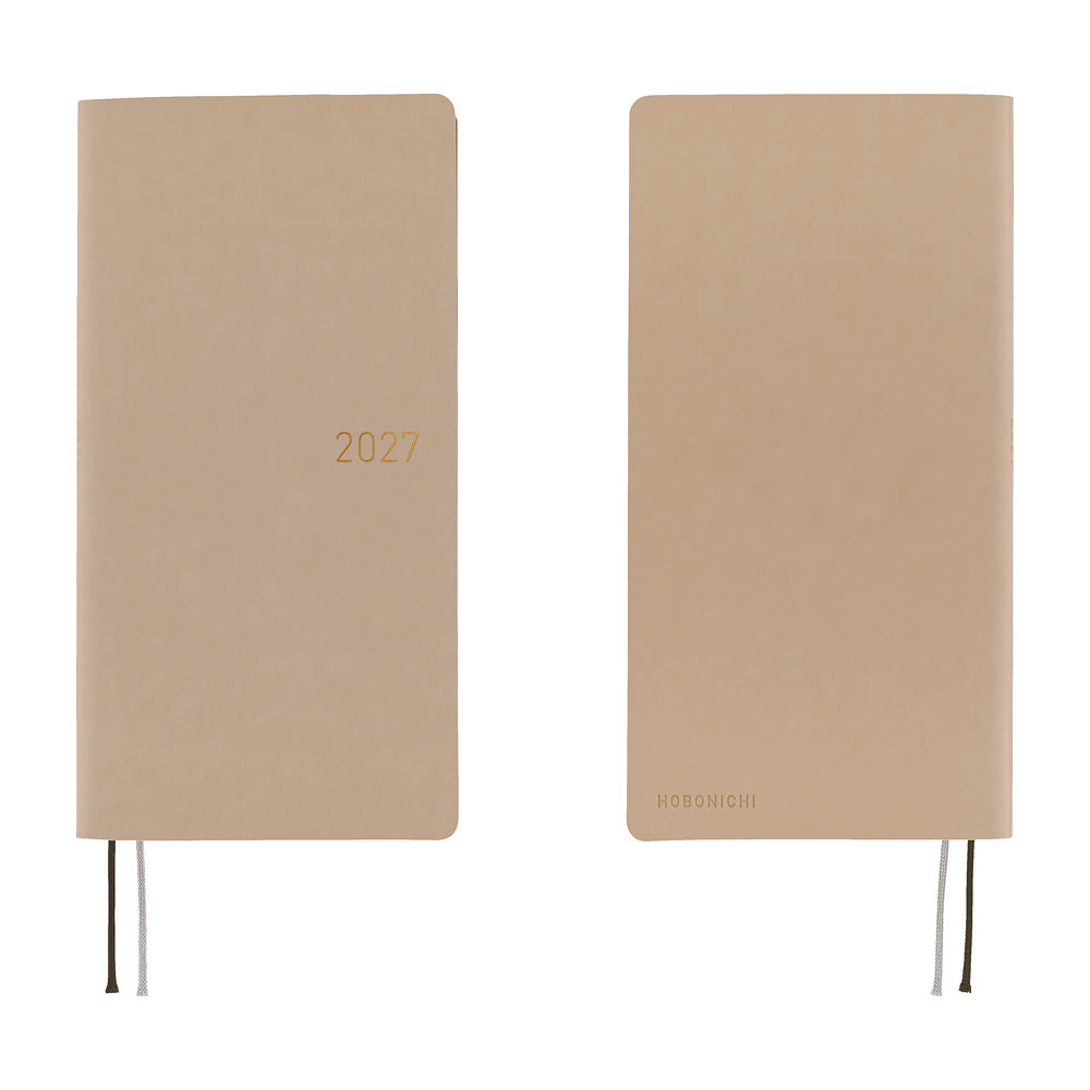 Hobonichi Techo 2027 - Weeks/Wallet Planner Book - Cafe au Lait [English/Tall & Slim/Jan Start]