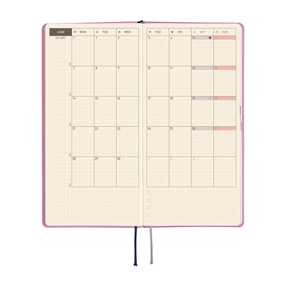 Hobonichi Techo 2027 - Weeks/Wallet Planner Book - Lavender Milk [English/Tall & Slim/Jan Start]