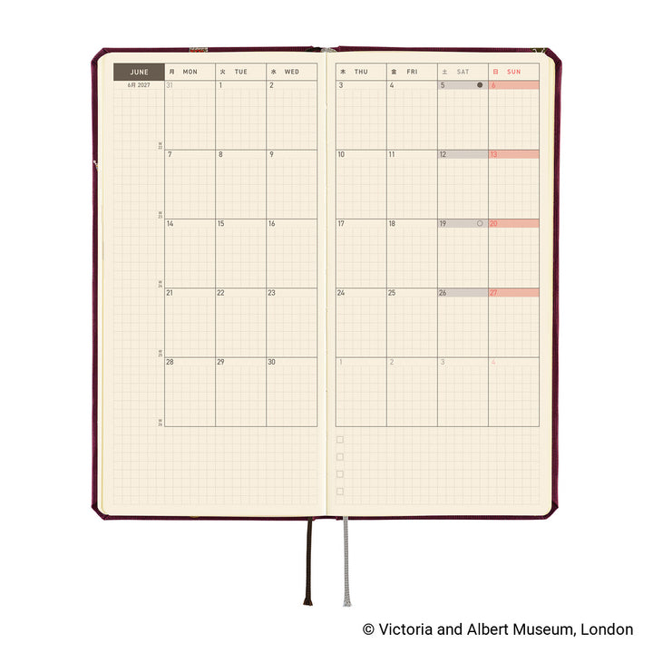 Hobonichi Techo 2027 - Weeks/Wallet Planner Book - Welcome to the V&A [English/Tall & Slim/Jan Start]