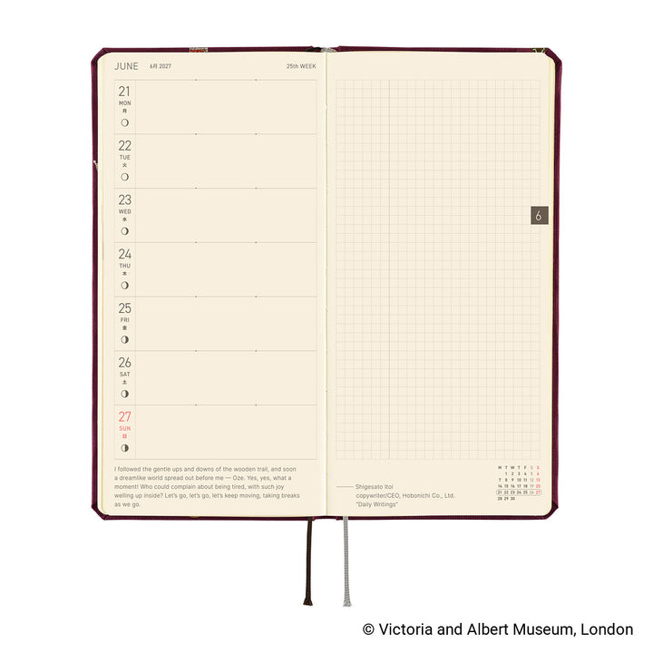Hobonichi Techo 2027 - Weeks/Wallet Planner Book - Welcome to the V&A [English/Tall & Slim/Jan Start]