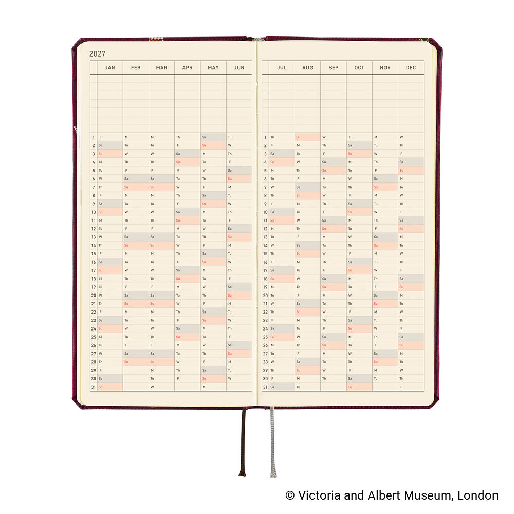 Hobonichi Techo 2027 - Weeks/Wallet Planner Book - Welcome to the V&A [English/Tall & Slim/Jan Start]
