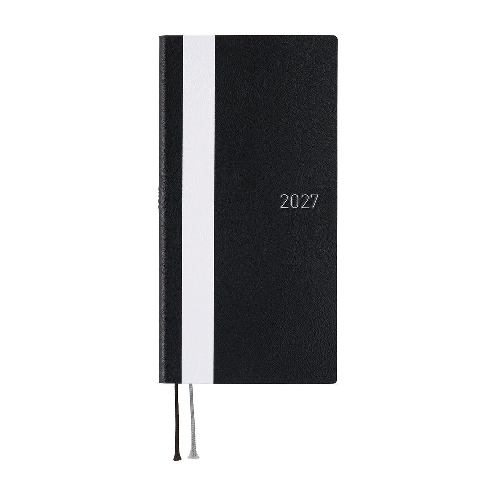 Hobonichi Techo 2027 - Weeks/Wallet Planner Book -  White Line Black [English/Tall & Slim/Jan Start]