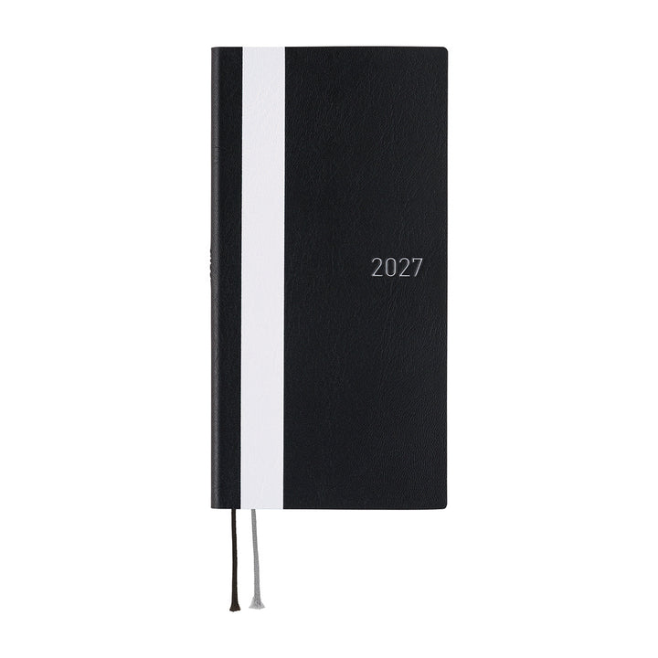 Hobonichi Techo 2027 - Weeks/Wallet Planner Book -  White Line Black [English/Tall & Slim/Jan Start]