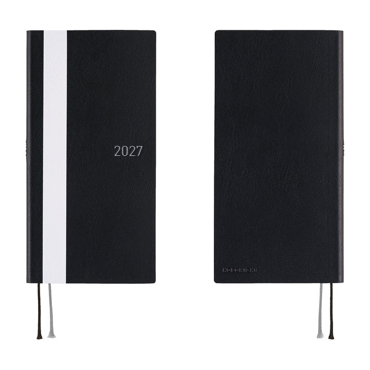 Hobonichi Techo 2027 - Weeks/Wallet Planner Book -  White Line Black [English/Tall & Slim/Jan Start]