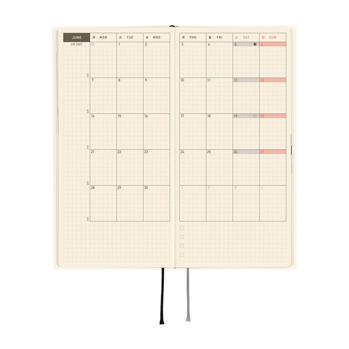 Hobonichi Techo 2027 - Weeks/Wallet Planner Book -  White Line Ivory [English/Tall & Slim/Jan Start]
