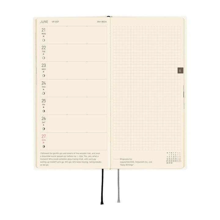 Hobonichi Techo 2027 - Weeks/Wallet Planner Book -  White Line Ivory [English/Tall & Slim/Jan Start]