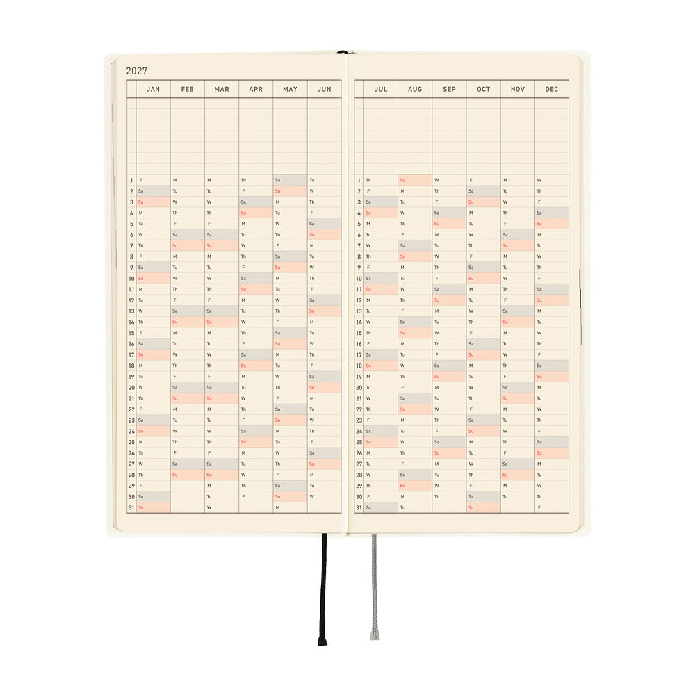 Hobonichi Techo 2027 - Weeks/Wallet Planner Book -  White Line Ivory [English/Tall & Slim/Jan Start]