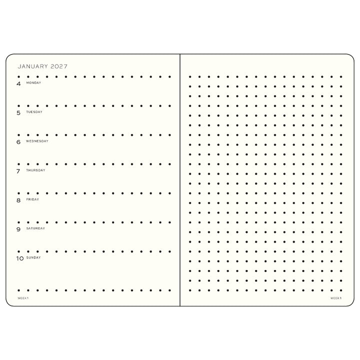 Leuchtturm1917 - 2027 Weekly Planner & Notebook - A5 Dotted - Black