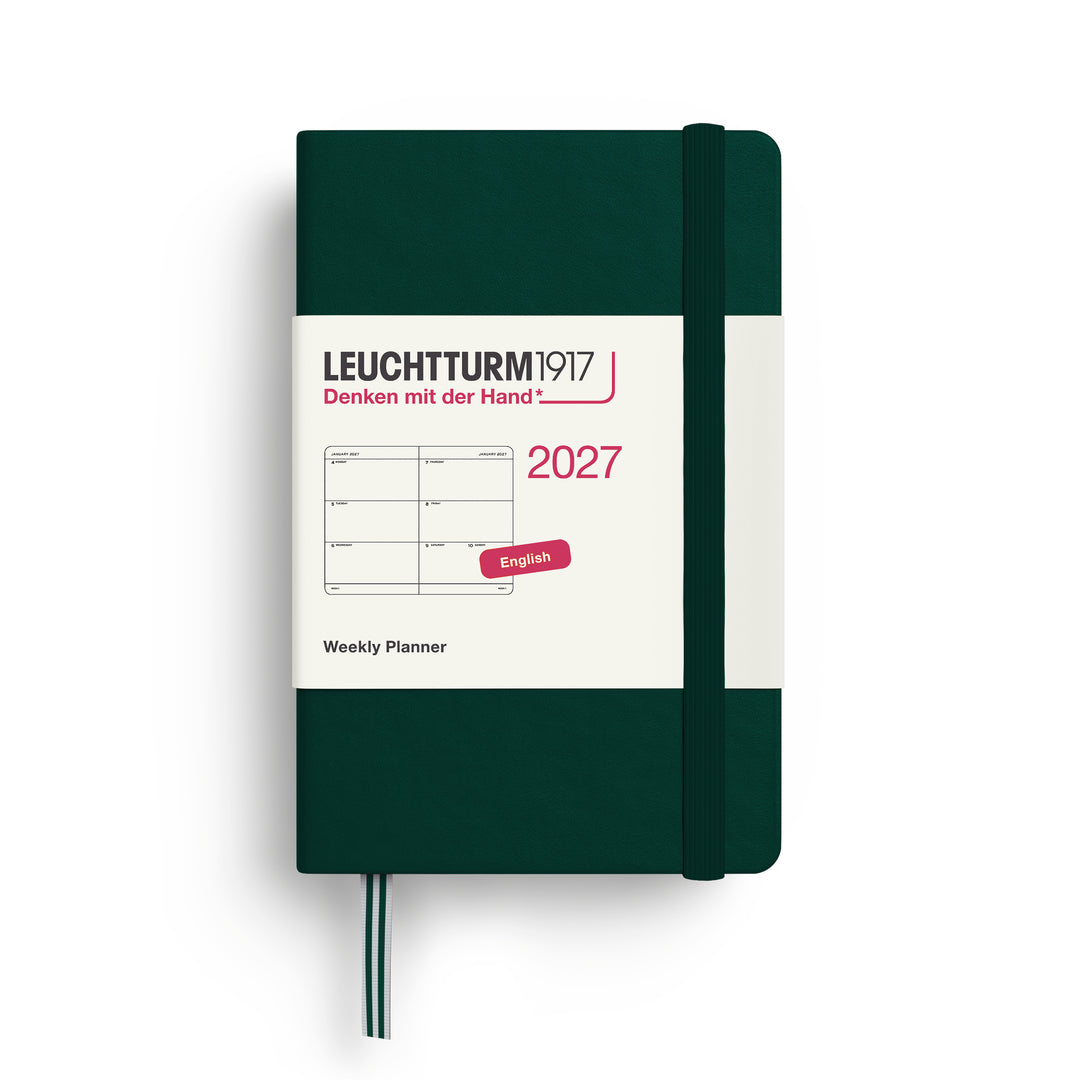 Leuchtturm1917 - 2027 Weekly Planner Mini - English - A7 - Hardcover - Forest Green