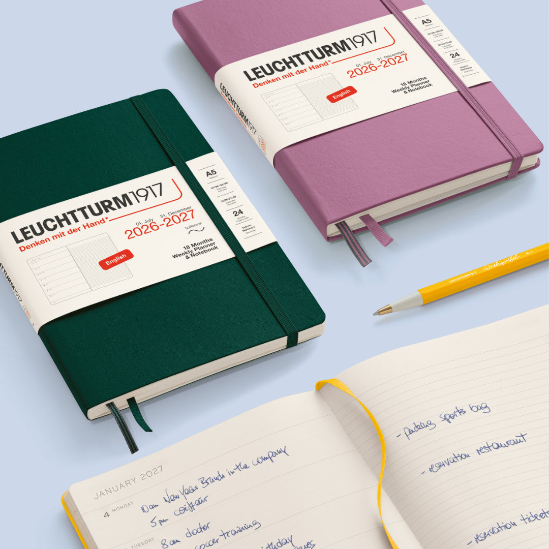 Leuchtturm1917 - 2027 Weekly Planner & Notebook 18 Months - A5 Lined - Dusty Rose