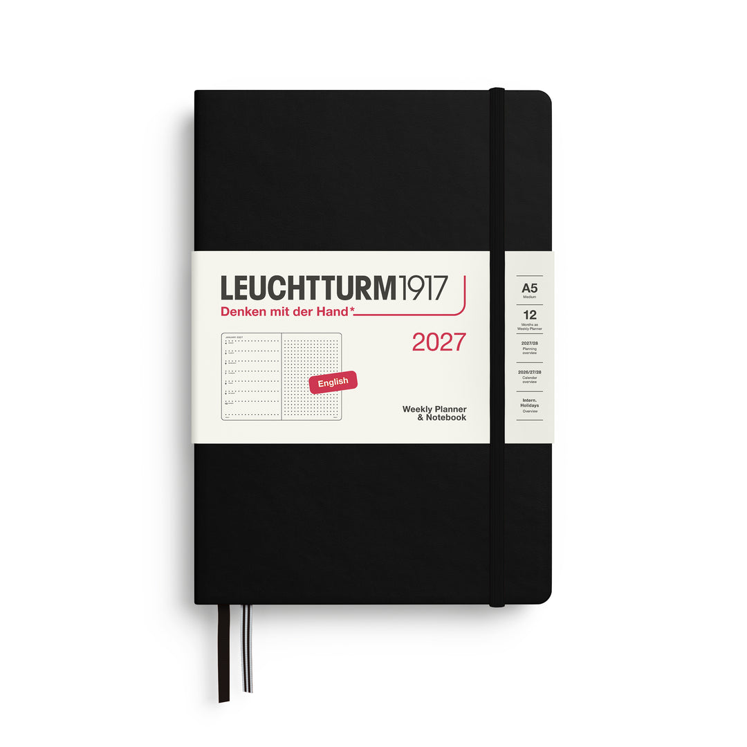 Leuchtturm1917 - 2027 Weekly Planner & Notebook - A5 Dotted - Black