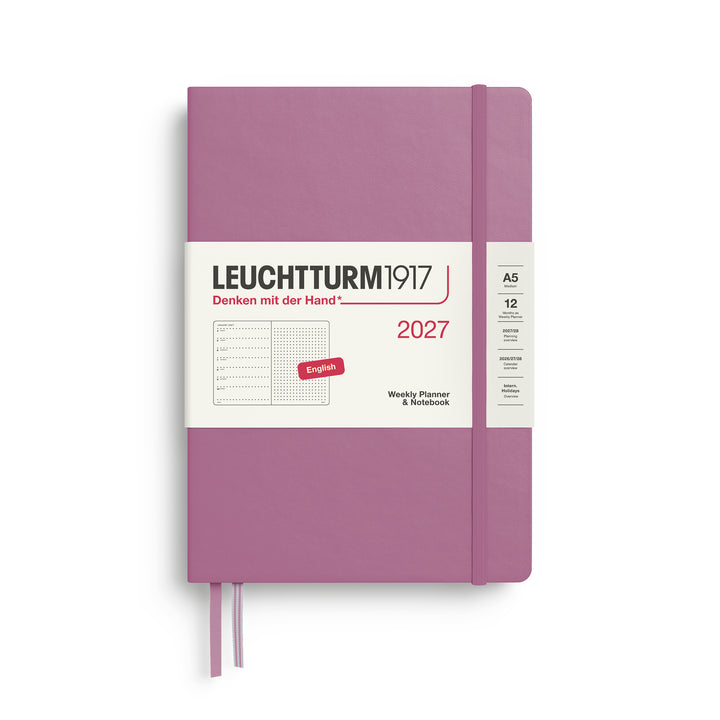 Leuchtturm1917 - 2027 Weekly Planner & Notebook - A5 Dotted - Dusty Rose