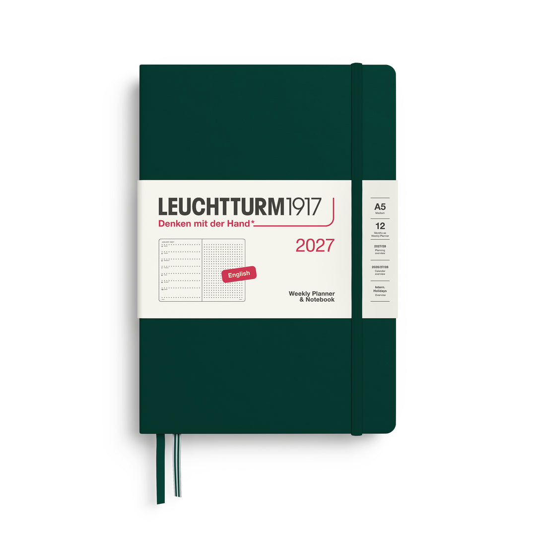 Leuchtturm1917 - 2027 Weekly Planner & Notebook - A5 Dotted - Forest Green