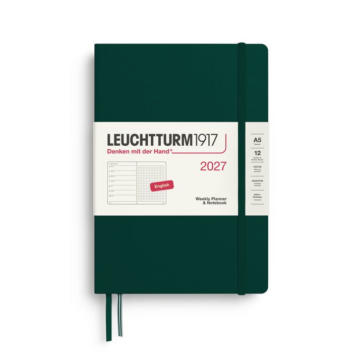 Leuchtturm1917 - 2027 Weekly Planner & Notebook - A5 Dotted - Forest Green