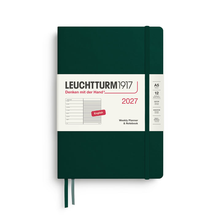 Leuchtturm1917 - 2027 Weekly Planner & Notebook - A5 Lined - Forest Green