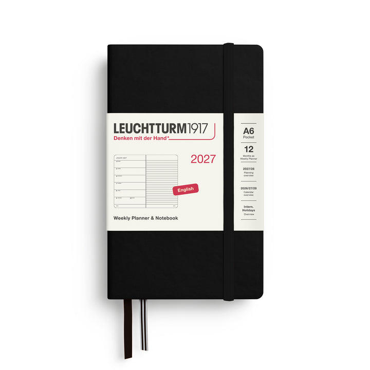 Leuchtturm1917 - 2027 Weekly Planner & Notebook - A6 Lined - Black