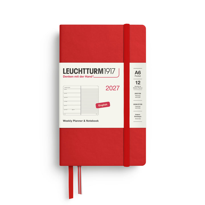 Leuchtturm1917 - 2027 Weekly Planner & Notebook - A6 Lined - Cherry