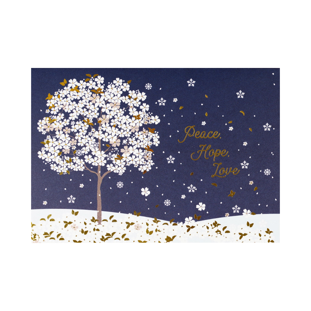 Peter Pauper Press - Boxed Deluxe Holiday Cards - Falling Blossoms in Winter