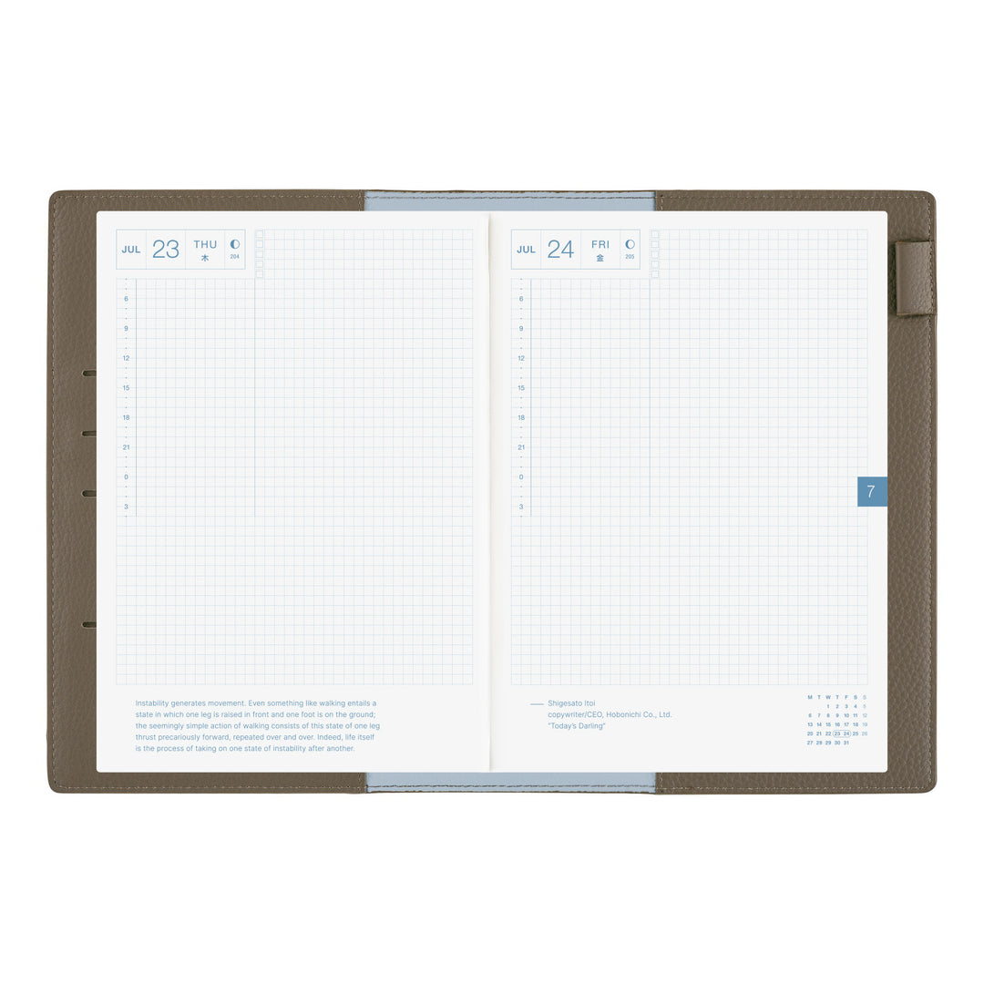 Hobonichi Techo 2026 - A5 Cover Only -  Leather: Taut (Gray & Light Blue)