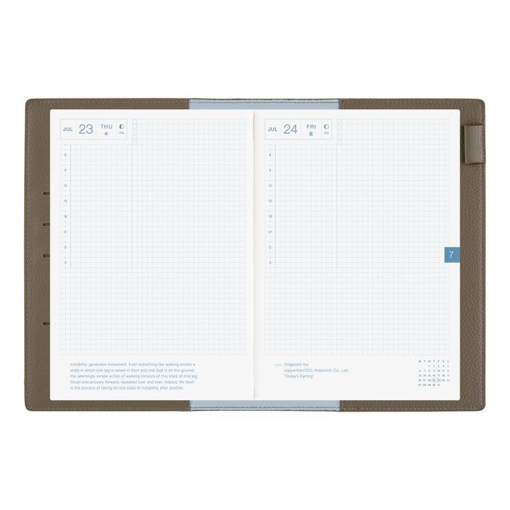 Hobonichi Techo 2026 - A5 Cover Only -  Leather: Taut (Gray & Light Blue)
