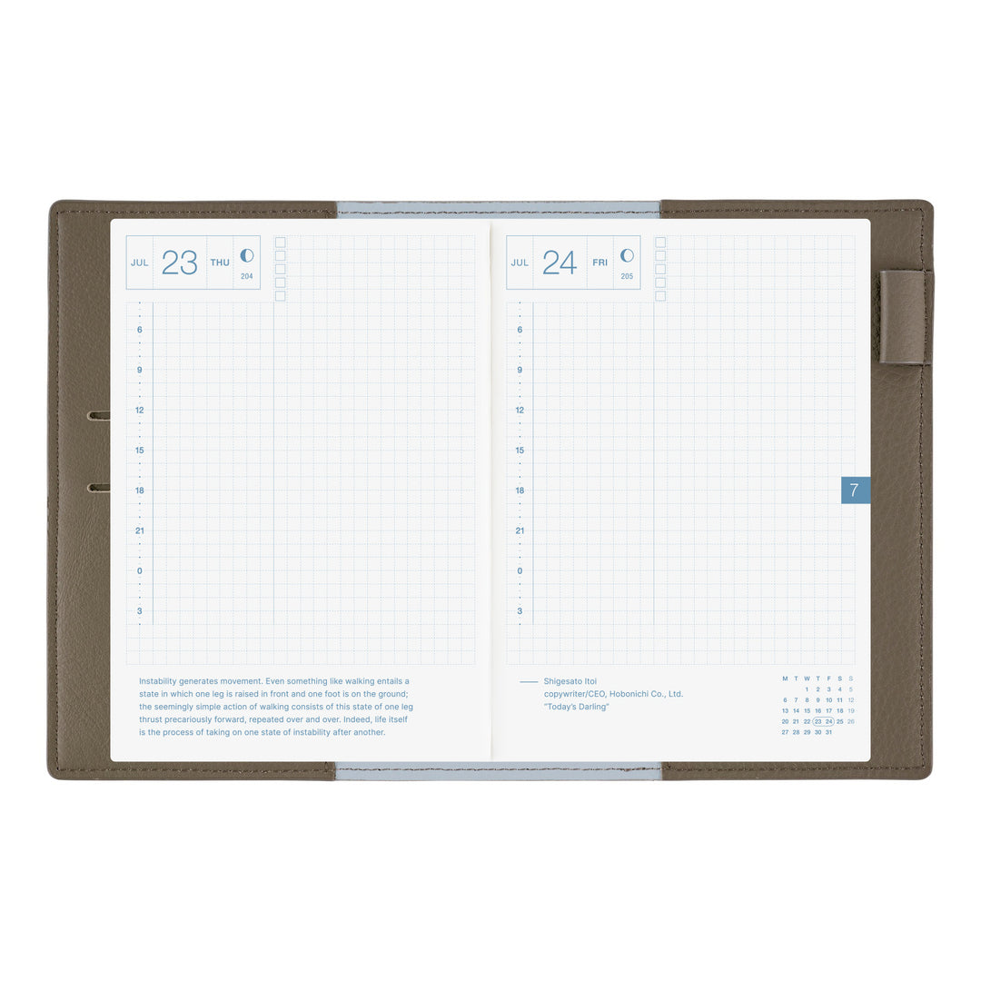 Hobonichi Techo 2026 - A6 Cover Only -  Leather: Taut (Gray & Light Blue)