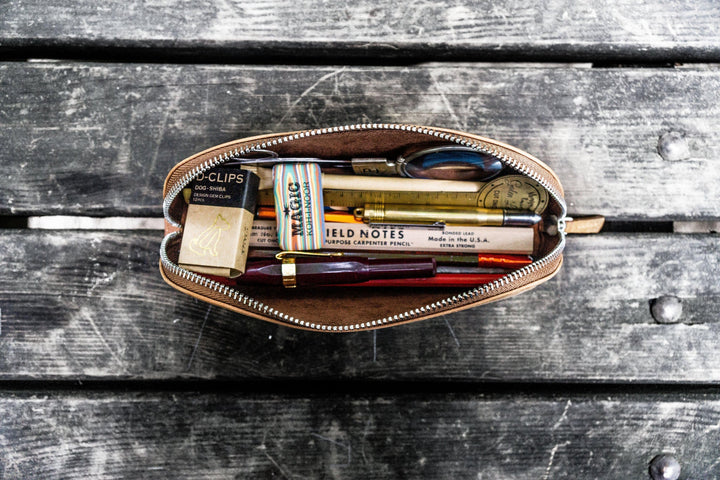 Galen Leather - XLarge Zipper Leather Pencil Case - Crazy Horse Tan