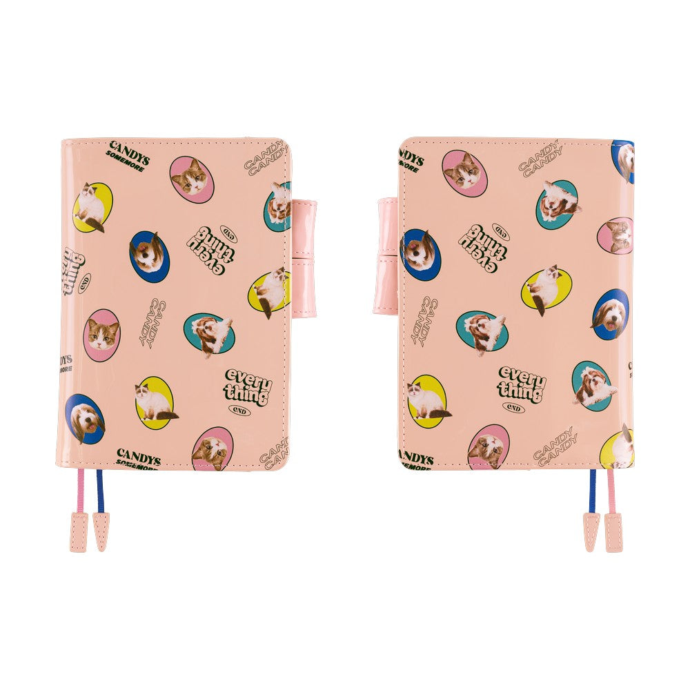 Hobonichi Techo 2026 - A6 Cover Only - Candy Stripper: Random Dog & Cat (Pink)