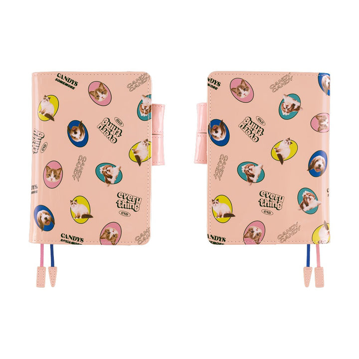 Hobonichi Techo 2026 - A6 Cover Only - Candy Stripper: Random Dog & Cat (Pink)