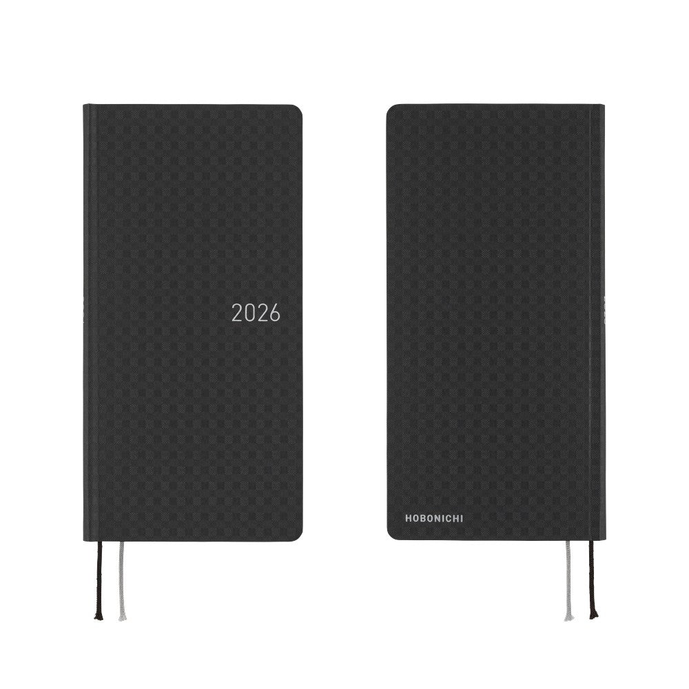 Hobonichi Techo 2026 - Weeks/Wallet Planner Book - Paper Series: Black Gingham [English/Tall & Slim/Jan Start]