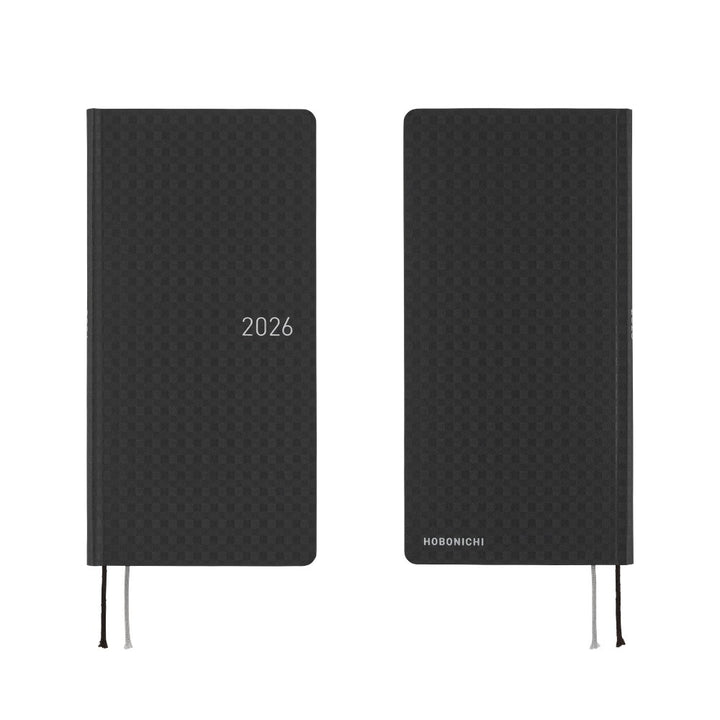 Hobonichi Techo 2026 - Weeks/Wallet Planner Book - Paper Series: Black Gingham [English/Tall & Slim/Jan Start]