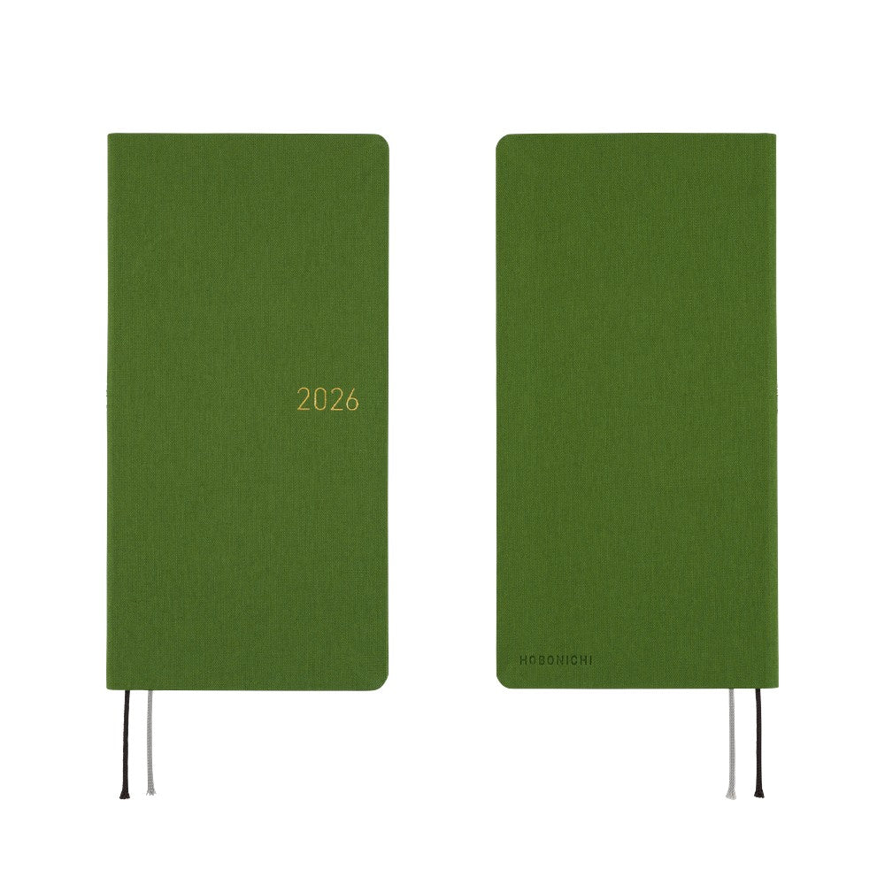 Hobonichi Techo 2026 - Weeks/Wallet Planner Book - Colors: Antique Green  [English/Tall & Slim/Jan Start]