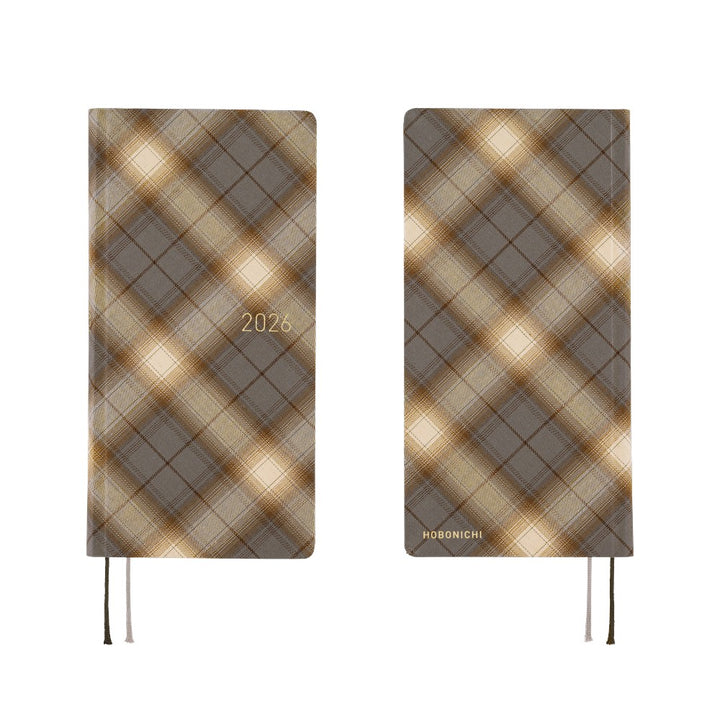 Hobonichi Techo 2026 - Weeks/Wallet Planner Book - Shirt Fabric: Foggy Plaid [English/Tall & Slim/Jan Start]