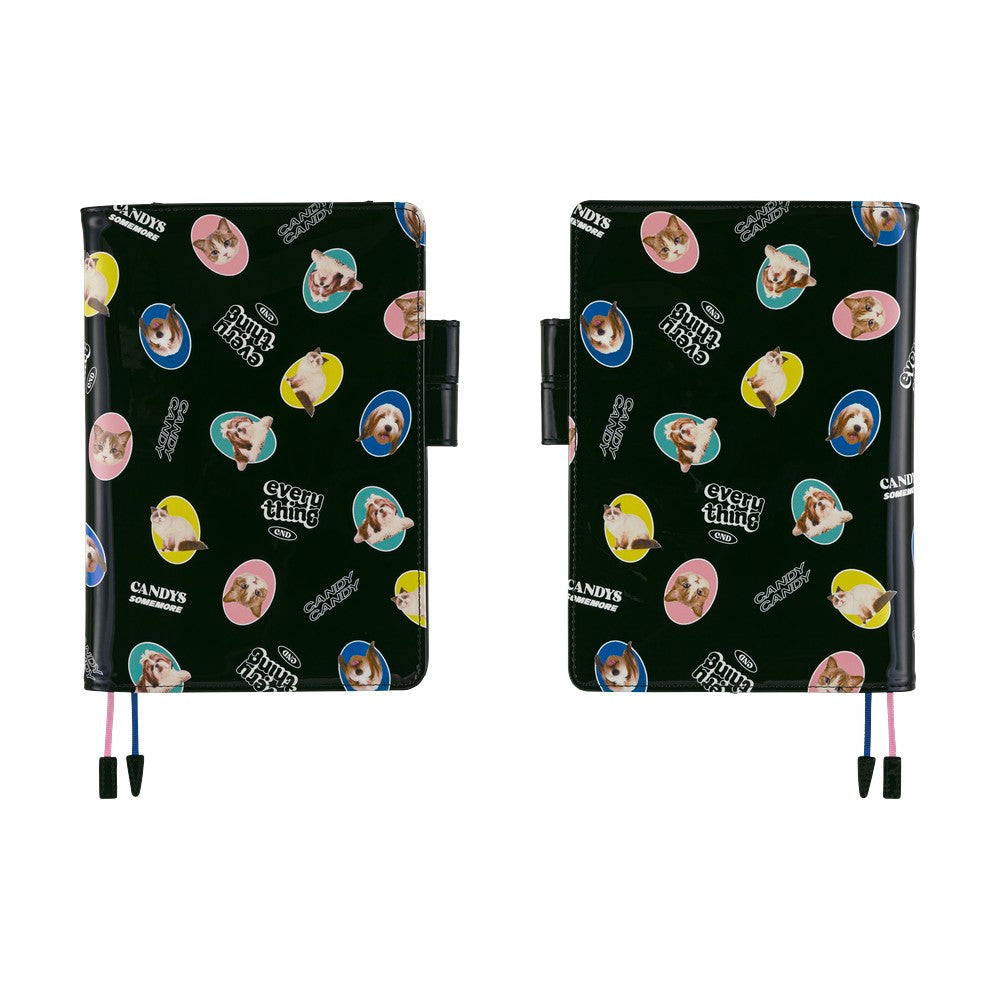 Hobonichi Techo 2026 - A5 Cover Only - Candy Stripper: Random Dog & Cat (Black)