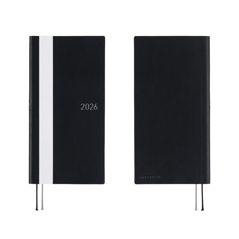 Hobonichi Techo 2026 - Weeks/Wallet Planner Book - White Line: Black [ENG/Tall & Slim/Jan Start]