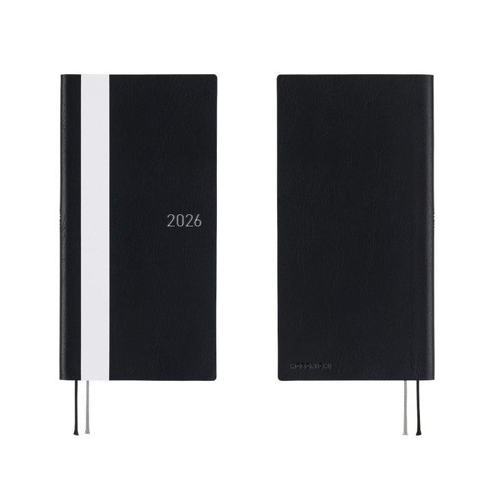 Hobonichi Techo 2026 - Weeks/Wallet Planner Book - White Line: Black [ENG/Tall & Slim/Jan Start]